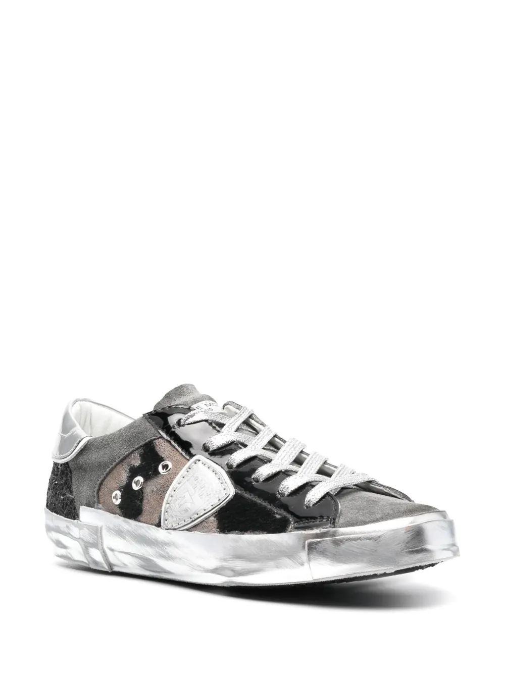 Shop Philippe Model Paris Prsx Leather Low-top Sneakers In Black