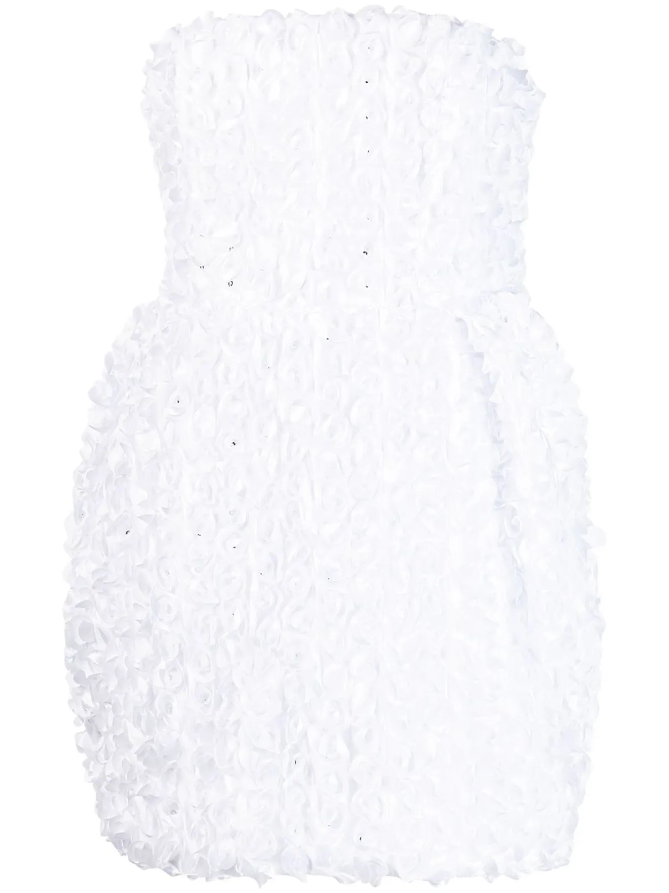 ROTATE 3D flower Strapless Minidress White MODES rotate-3d-flower-strapless-minidress-white-modes