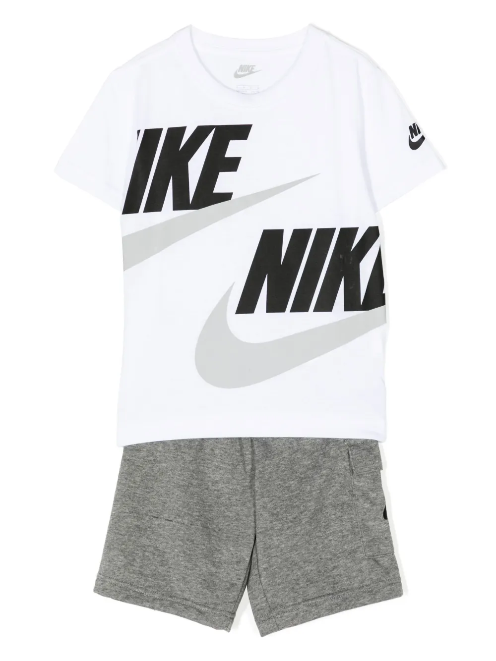 Nike Kids' Logo-detail Elasticated-waist Shorts In Grey