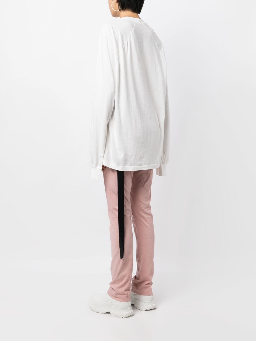 Shop Rick Owens Drkshdw Asymmetric Distressed Cotton Sweatshirt In White