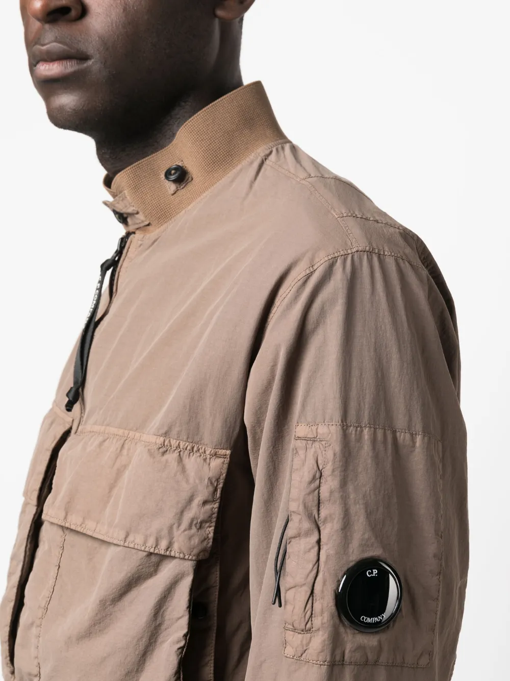 Shop C.p. Company Signature Lens-detail Zip-up Jacket In Brown