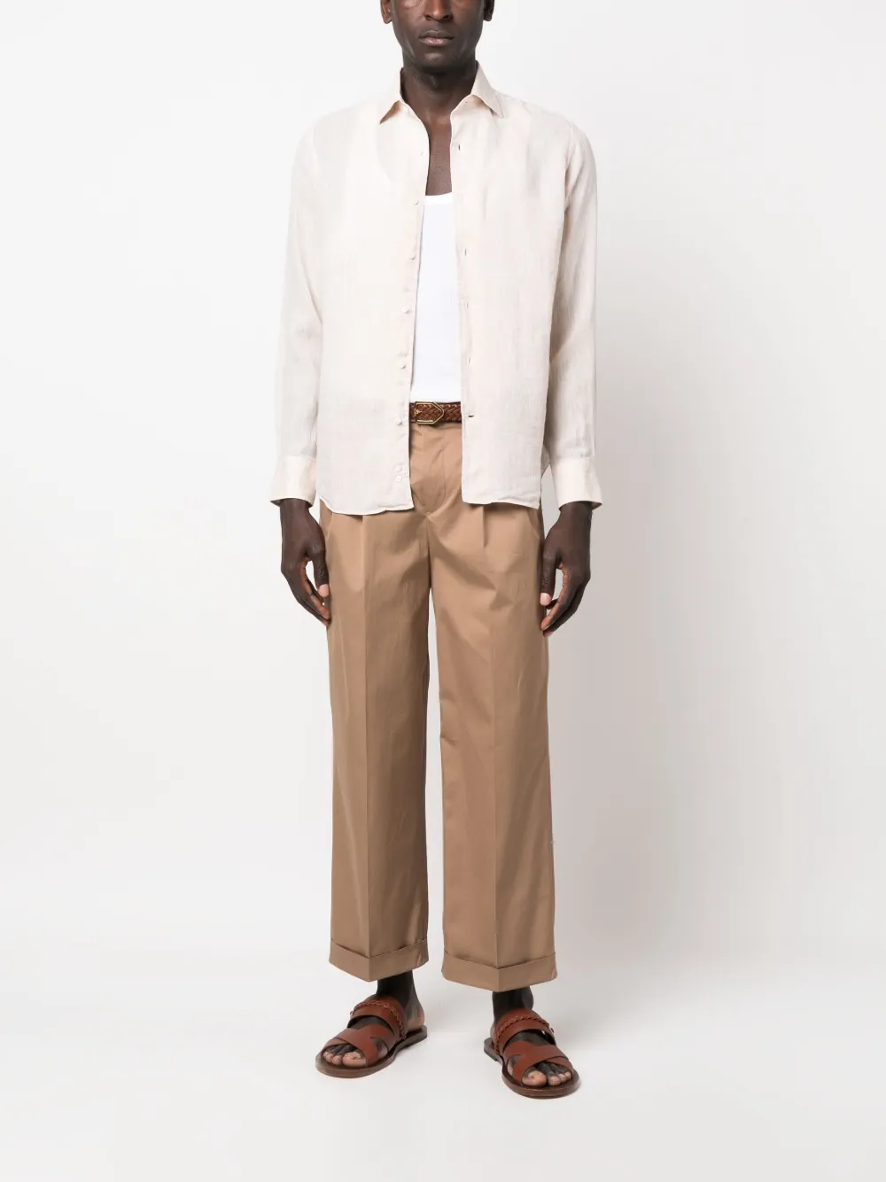 PT Torino pleated-edge straight-leg trousers - Beige