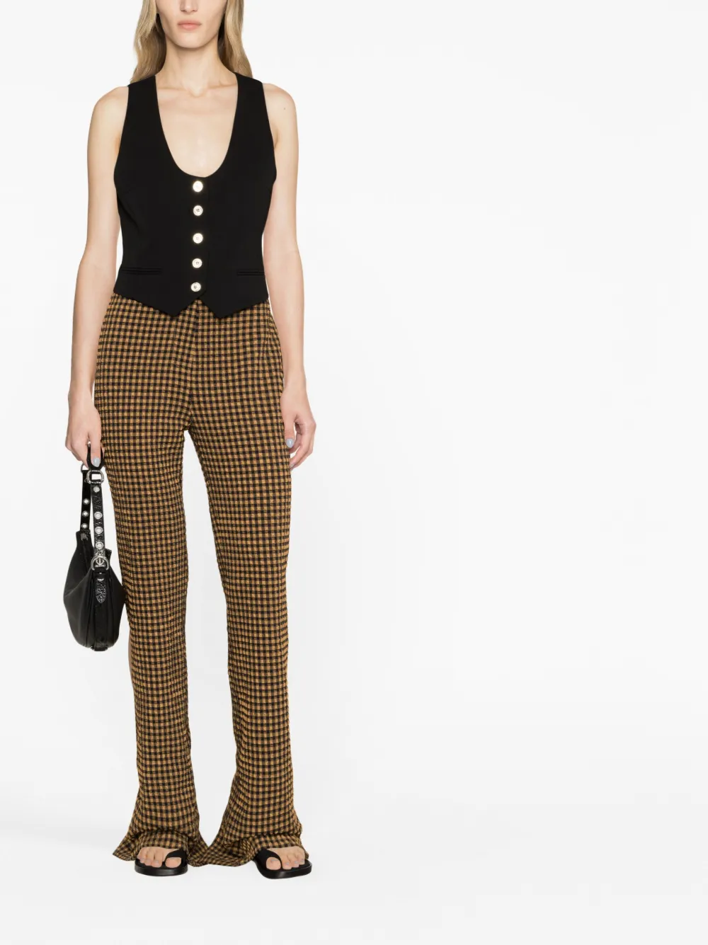 PINKO button-up scoop-neck waistcoat - Zwart