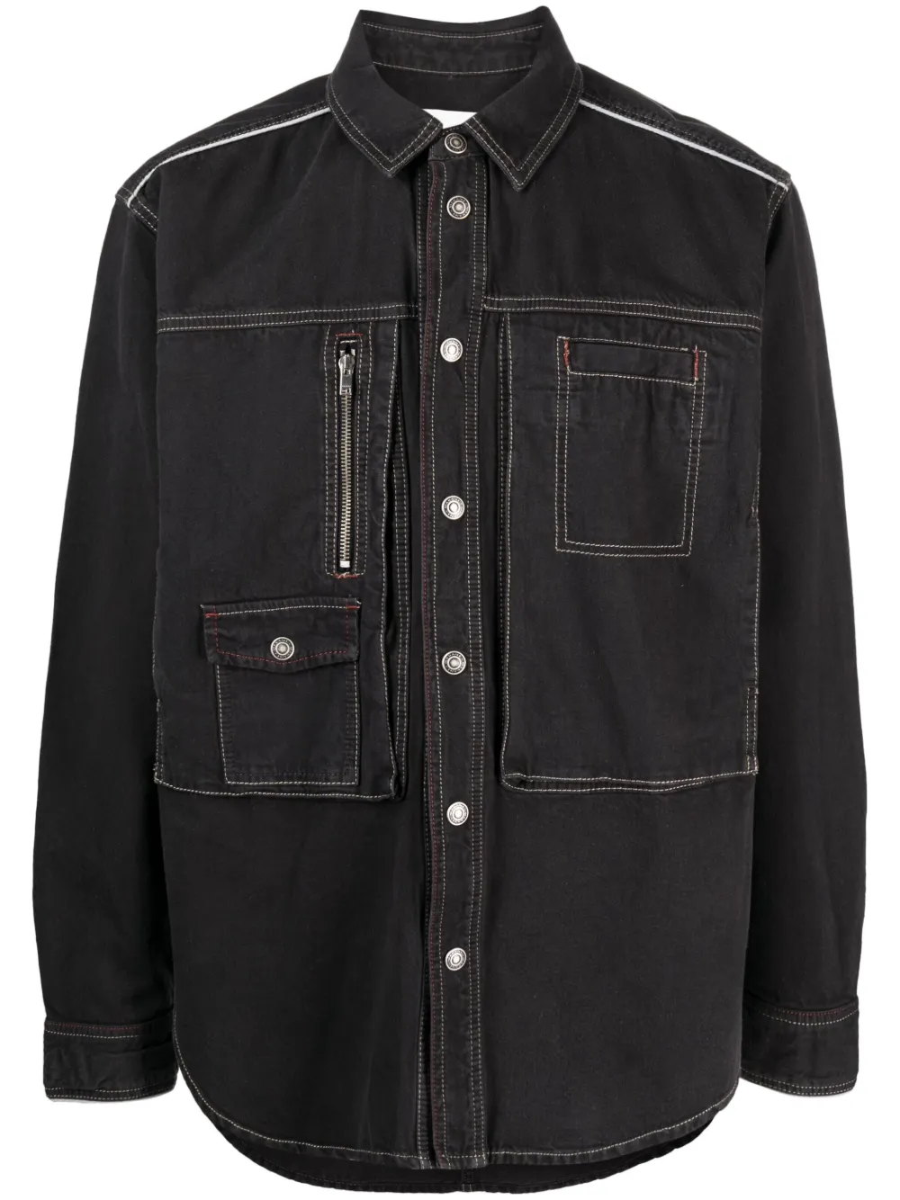Isabel Marant Pascual Denim Jacket Chest Pockets In Black