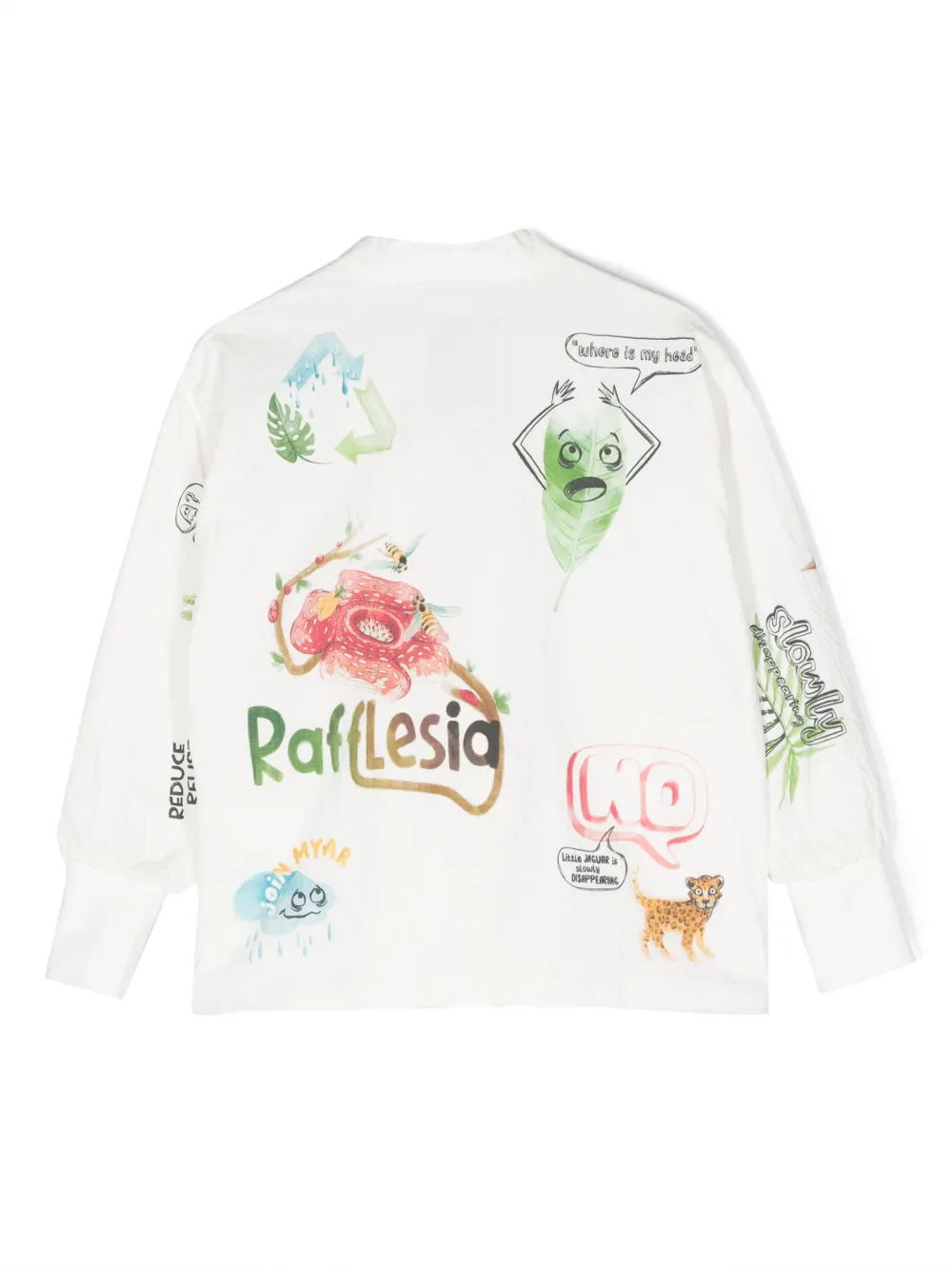 MYAR KIDS graphic-print cotton-blend shirt jacket - Wit