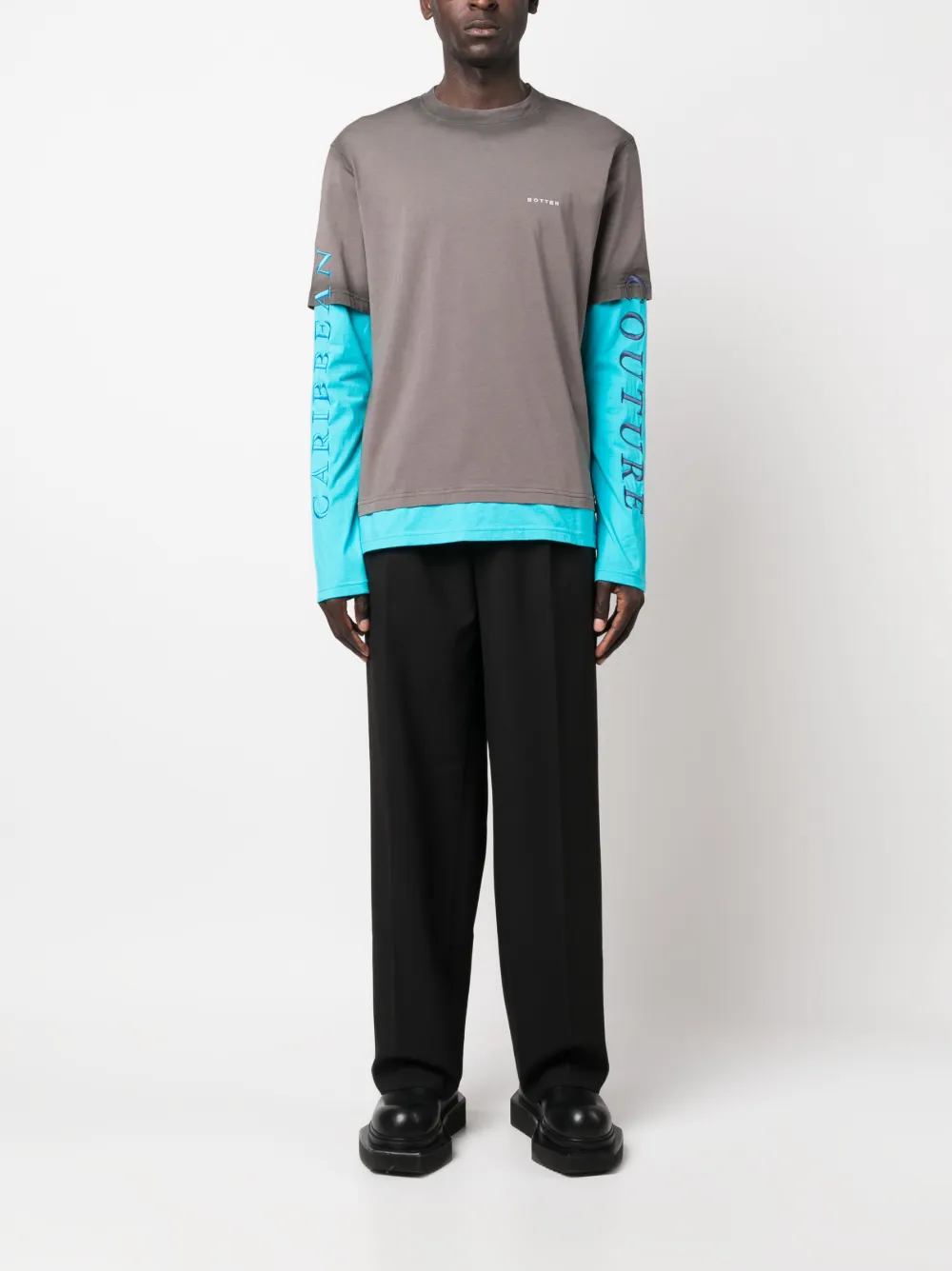 Botter logo-print layered T-shirt - Grijs