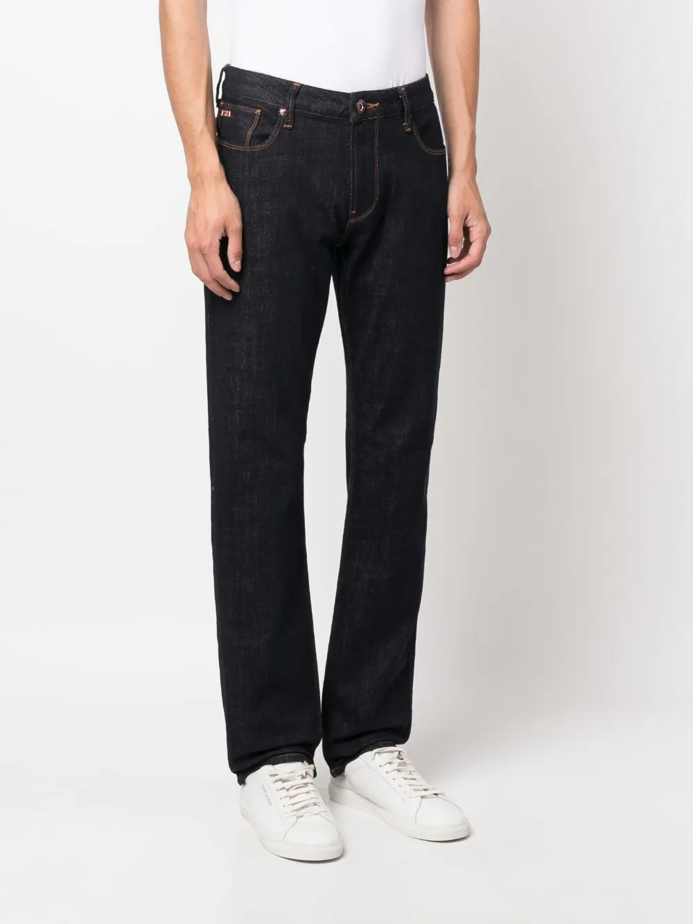  Emporio Armani Vaqueros Rectos Con Efecto Lavado - Azul 