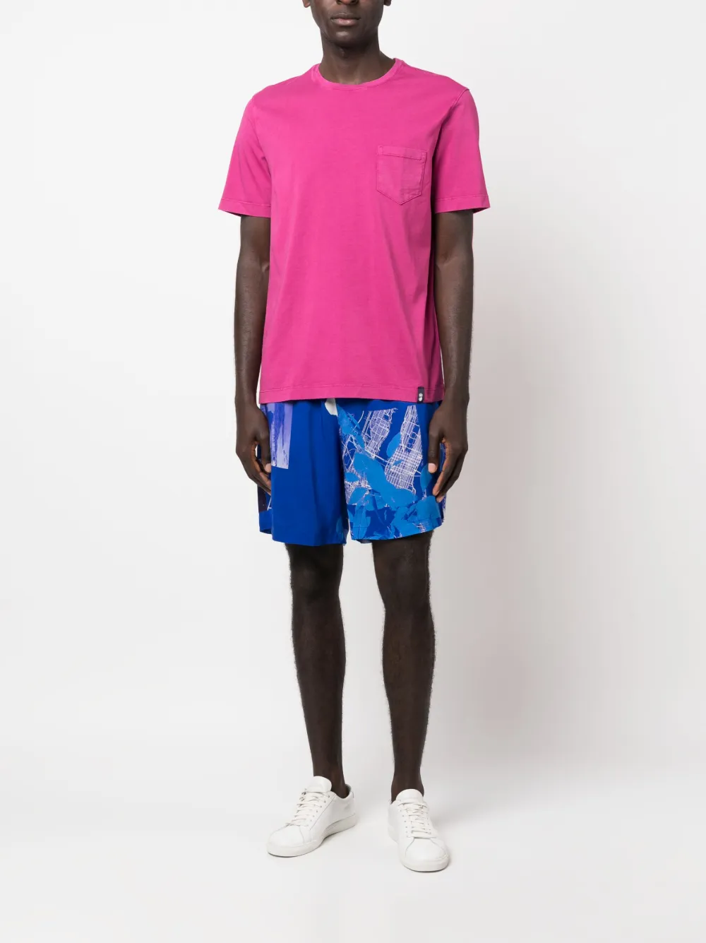 Armani Exchange graphic-print drawstring swim shorts - Blauw