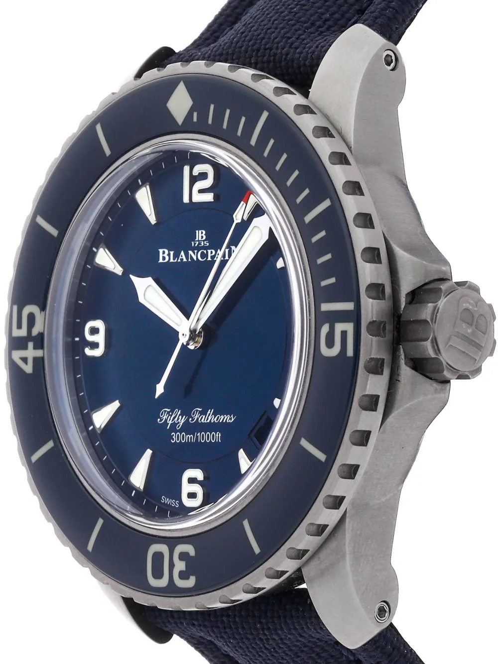 Blancpain fifty fathoms blue sale titanium