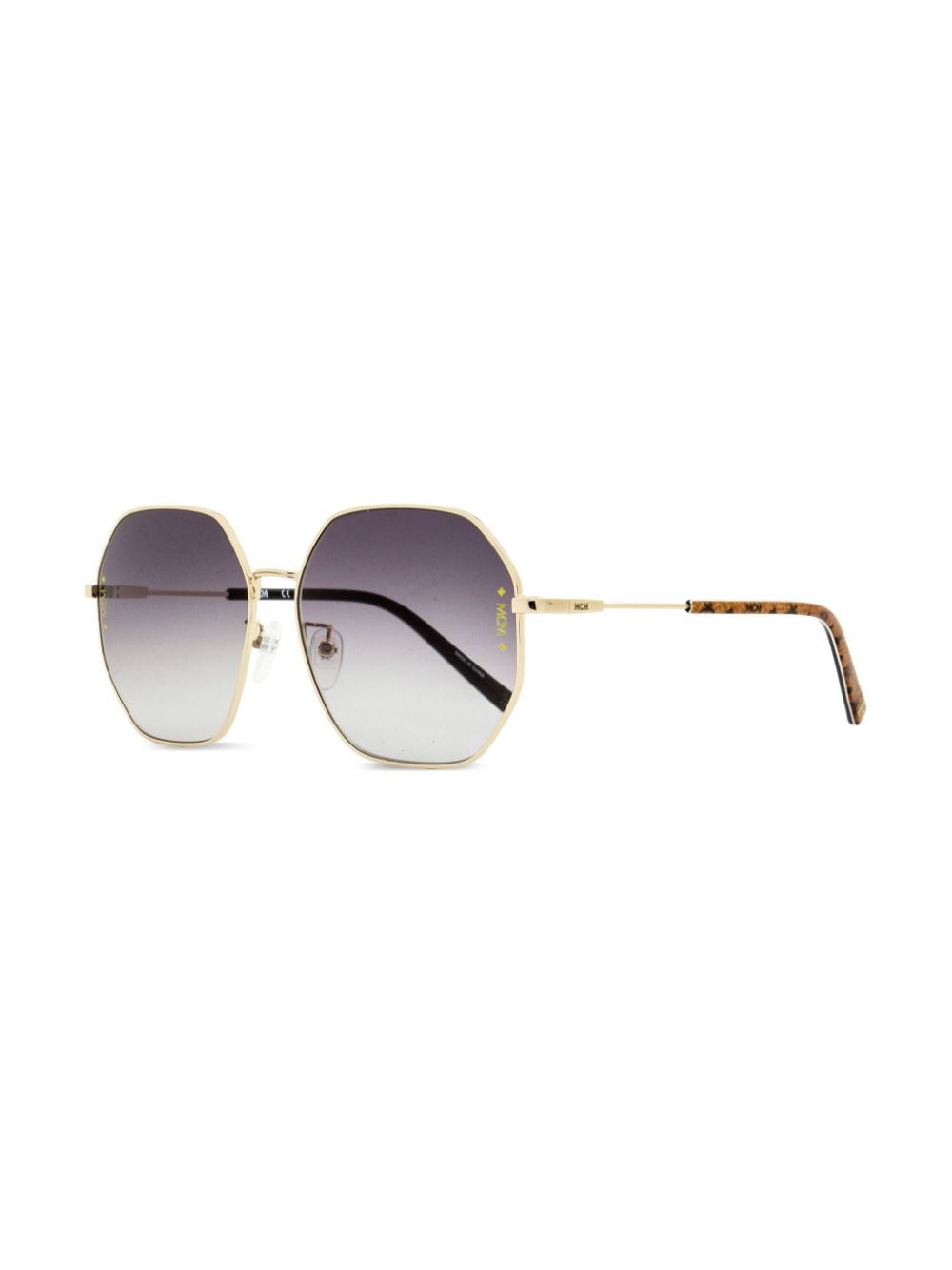 Shop Mcm 165slb Square-frame Visetos-print Sunglasses In Gold