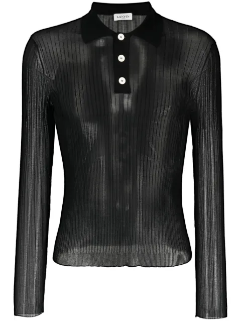 Lanvin - long-sleeve sheer polo shirt