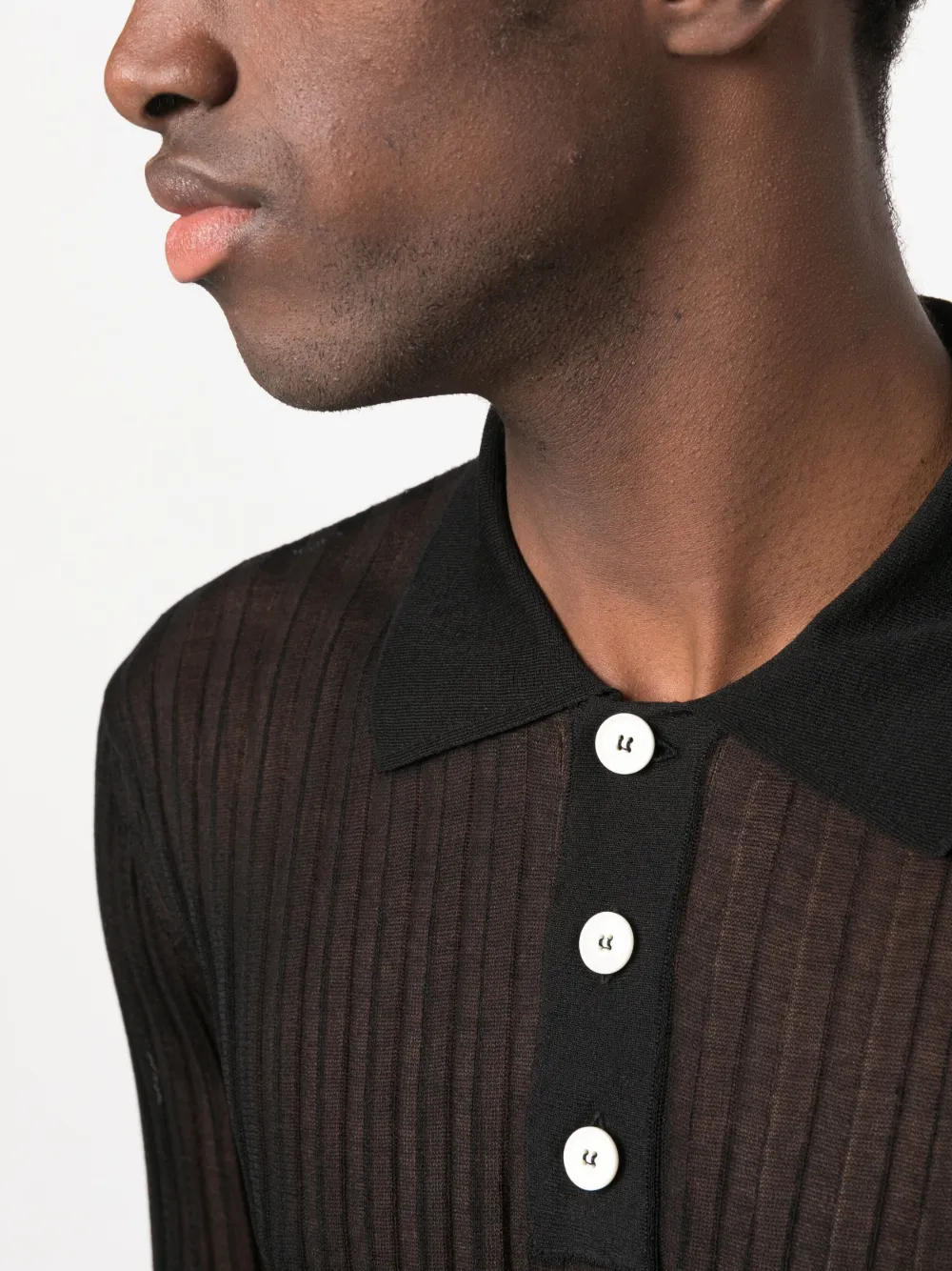 Lanvin long sleeve sheer polo shirt Smart Closet