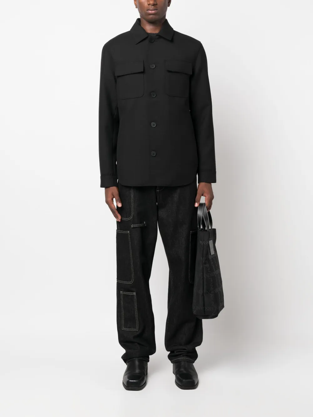 SANDRO Button-up shirtjack - Zwart