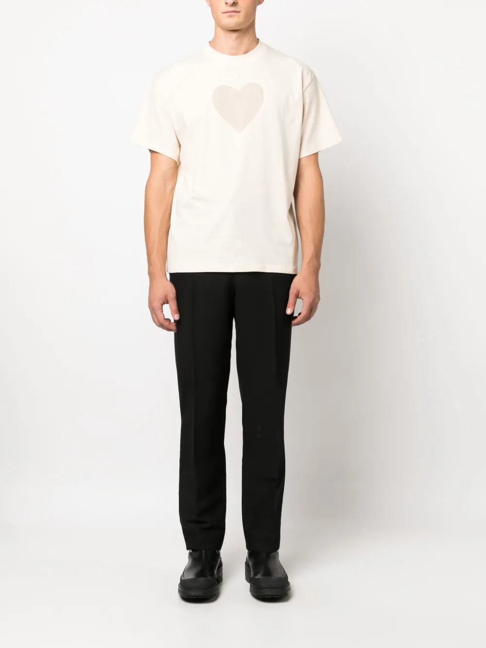 SANDRO T-shirt met hartenprint - Beige