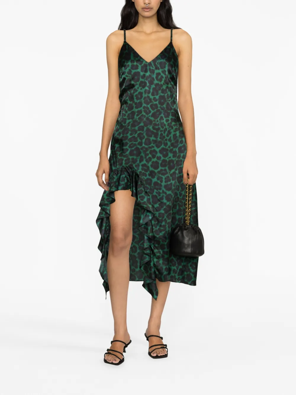 SANDRO Midi-jurk met luipaardprint - Groen