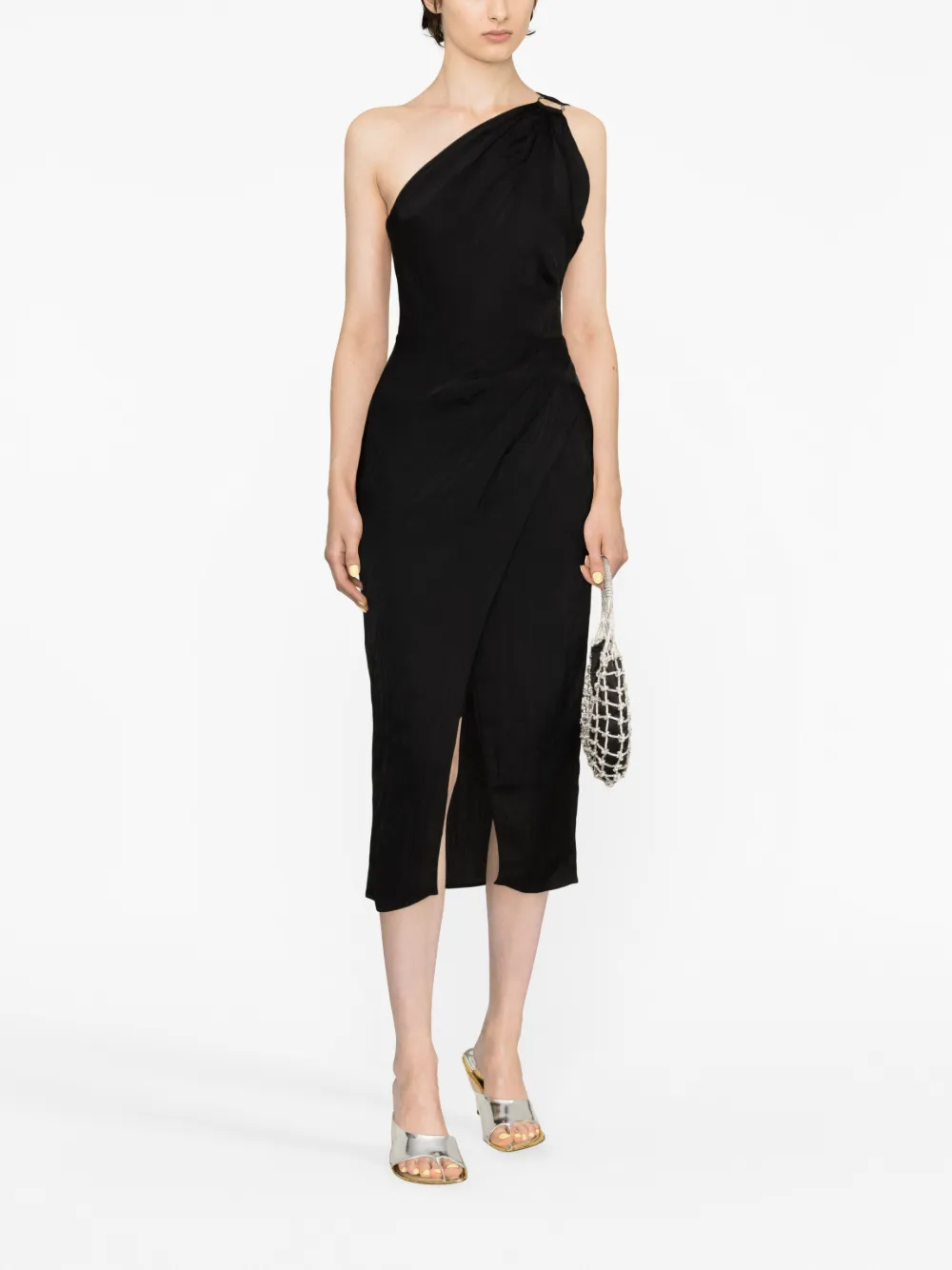 SANDRO Asymmetrische midi-jurk - Zwart