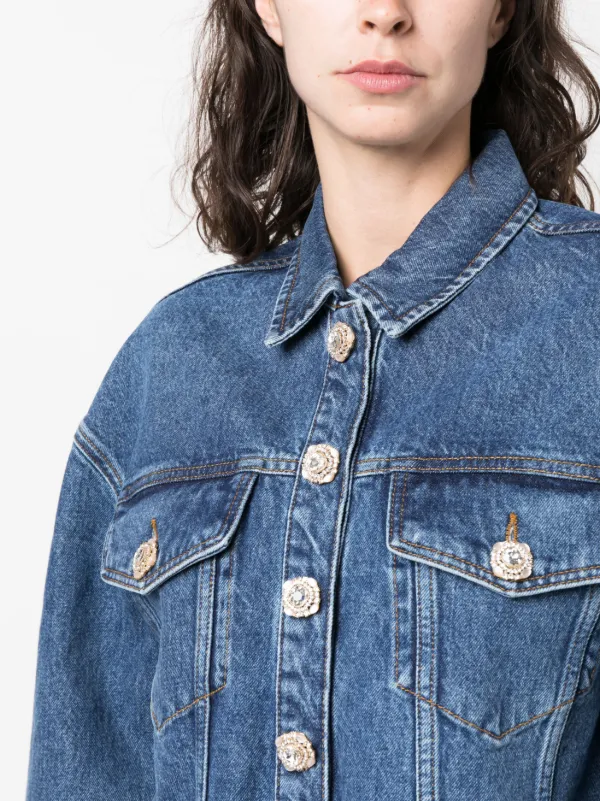 Cropped denim cheap jacket blue