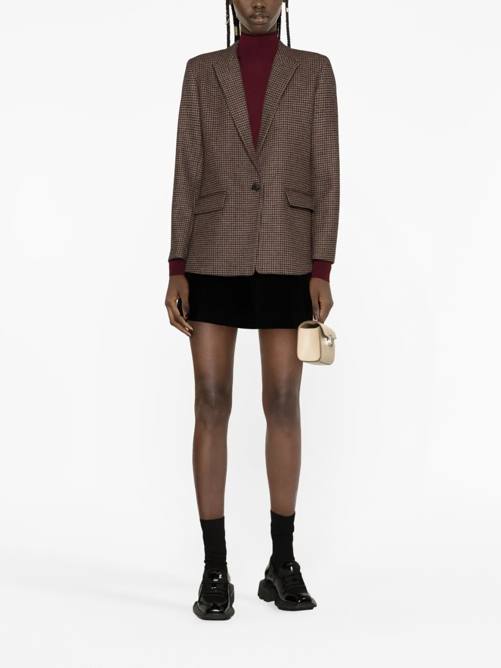 SANDRO Tomy blazer met pied-de-poule print - Rood