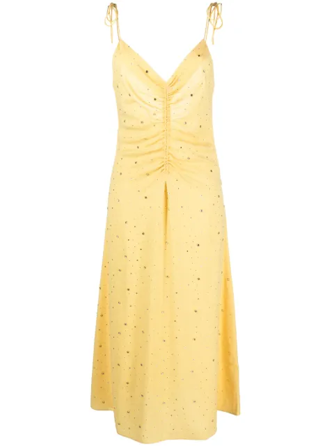SANDRO - Rhinestone-embellished ruched midi dress