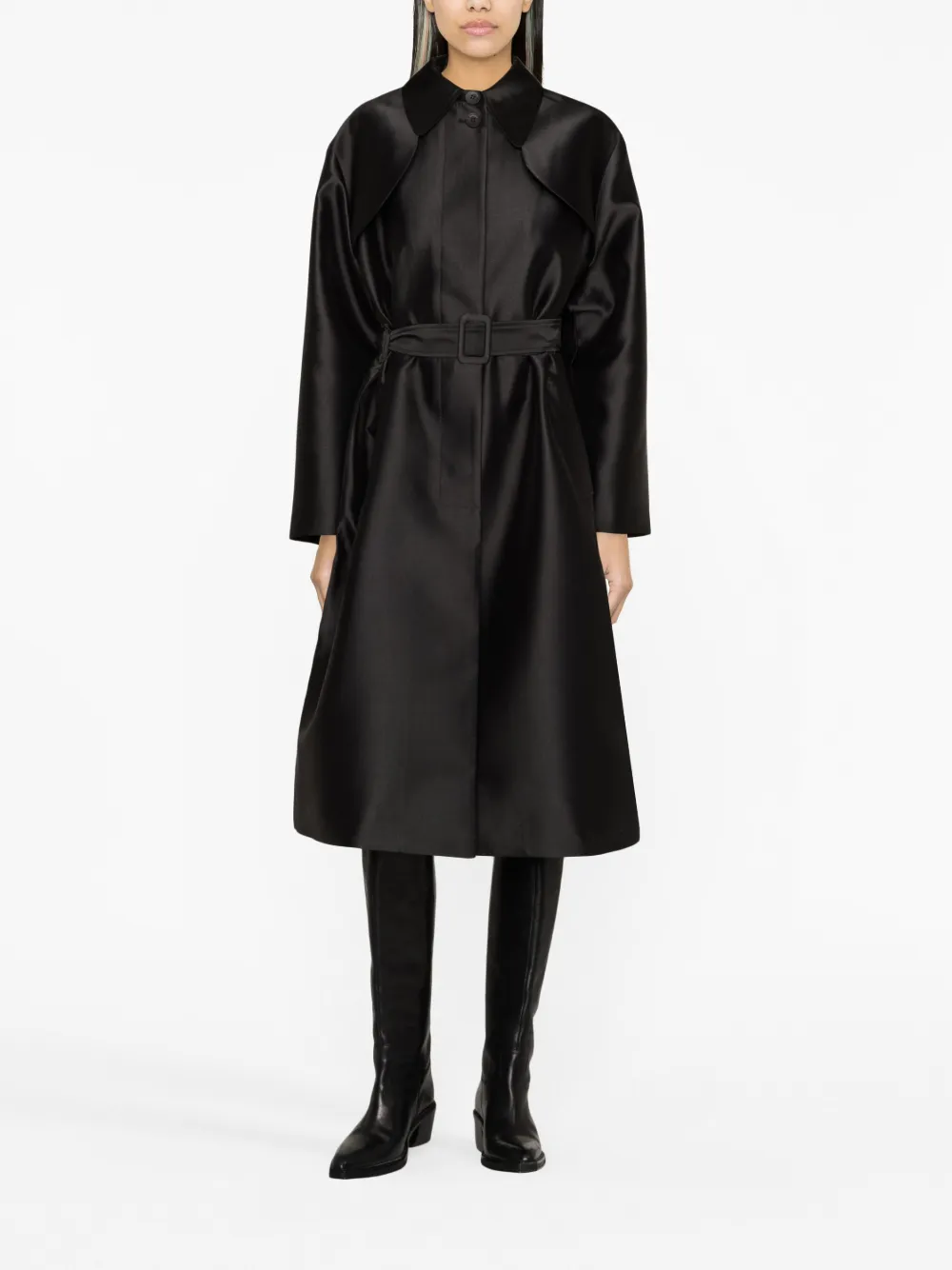 SANDRO Satijnen trenchcoat - Zwart