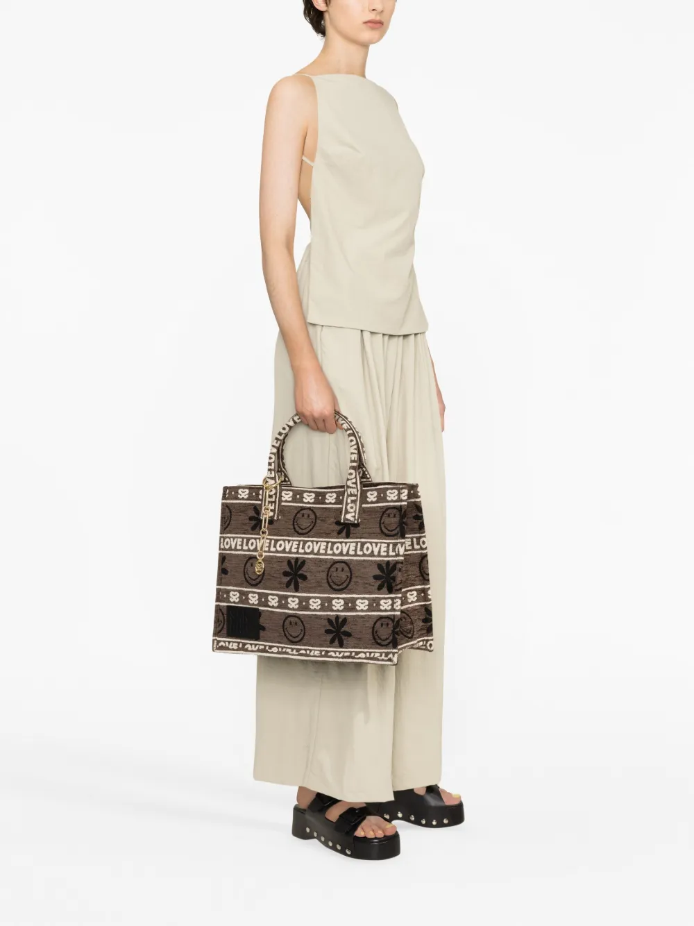 SANDRO Shopper met logoprint - Bruin