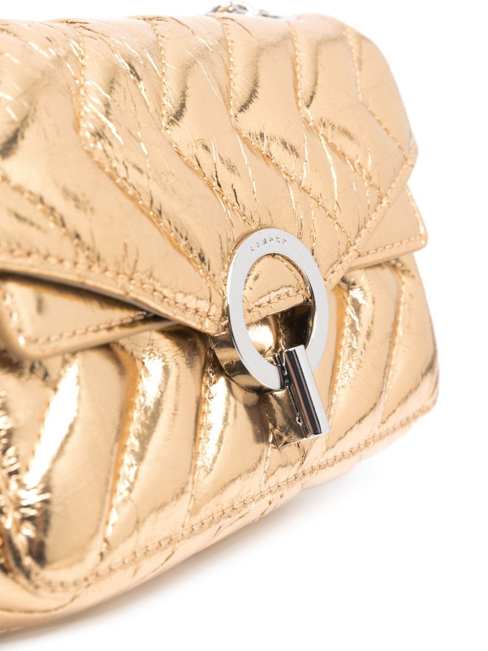 Shop Sandro Yza Quilted Shoulder Bag In Gold