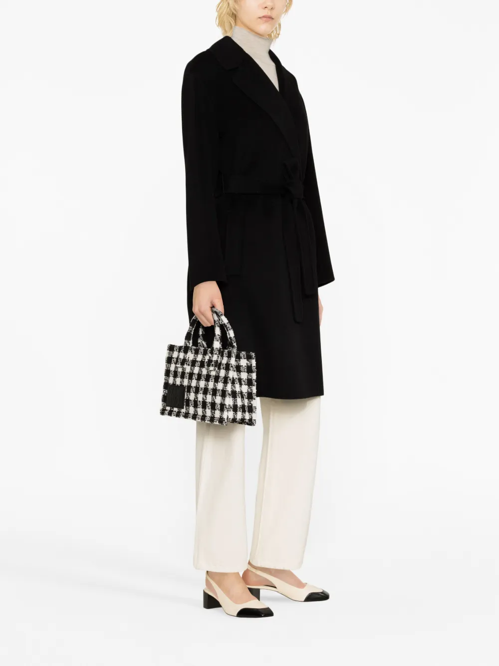 SANDRO small Kasbah tweed tote bag - Zwart