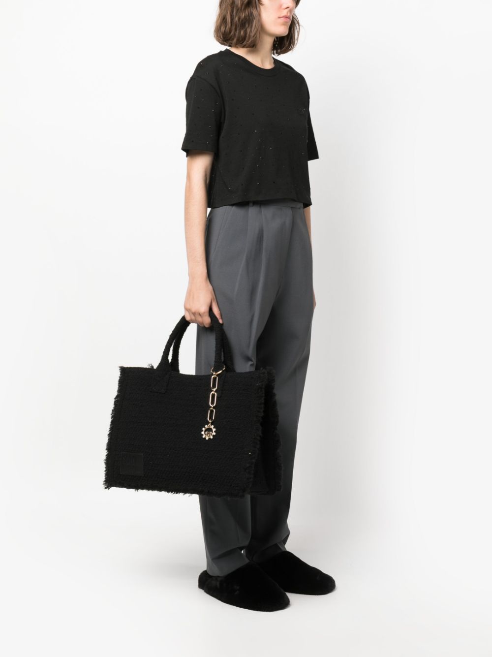 SANDRO logo-charm Tote Bag - Farfetch