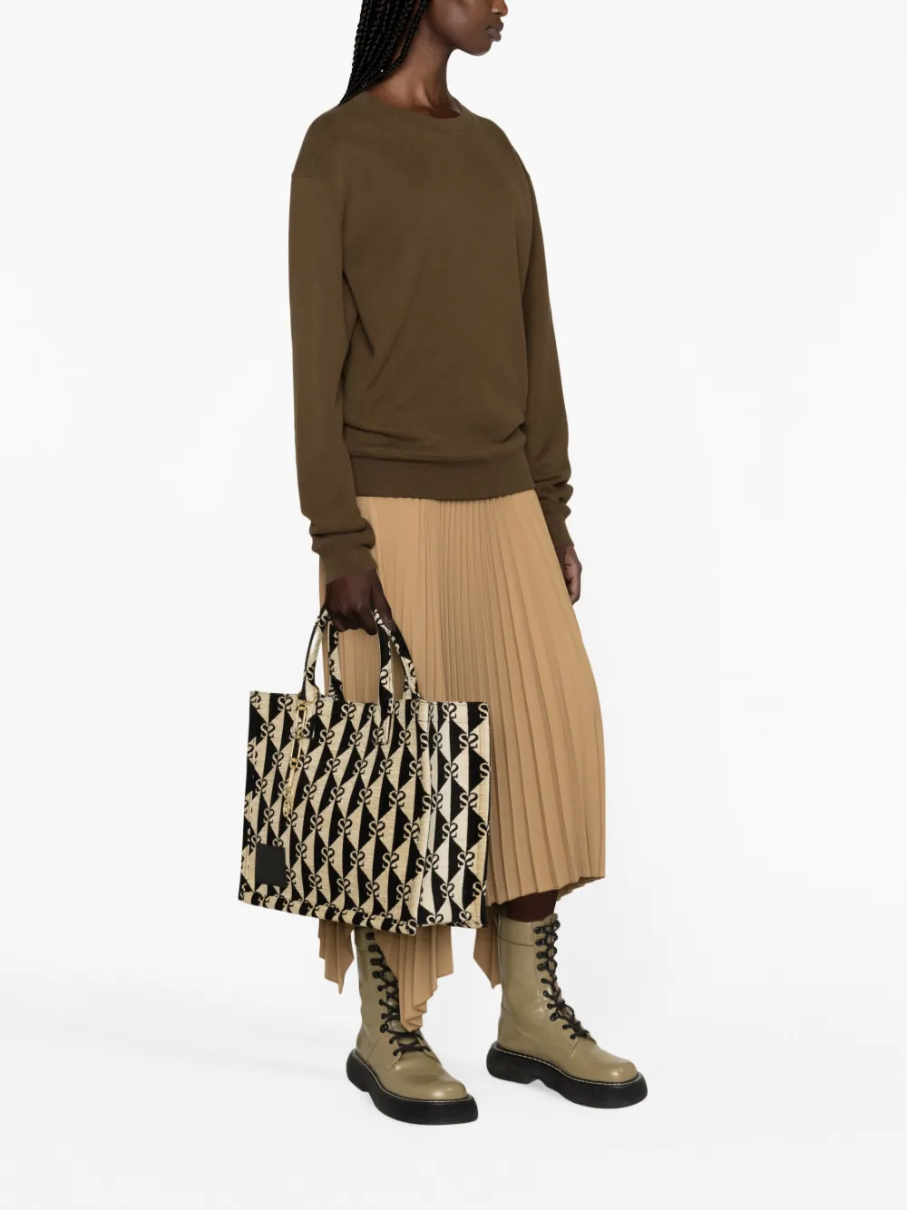 SANDRO Kasbah shopper met monogram - Beige
