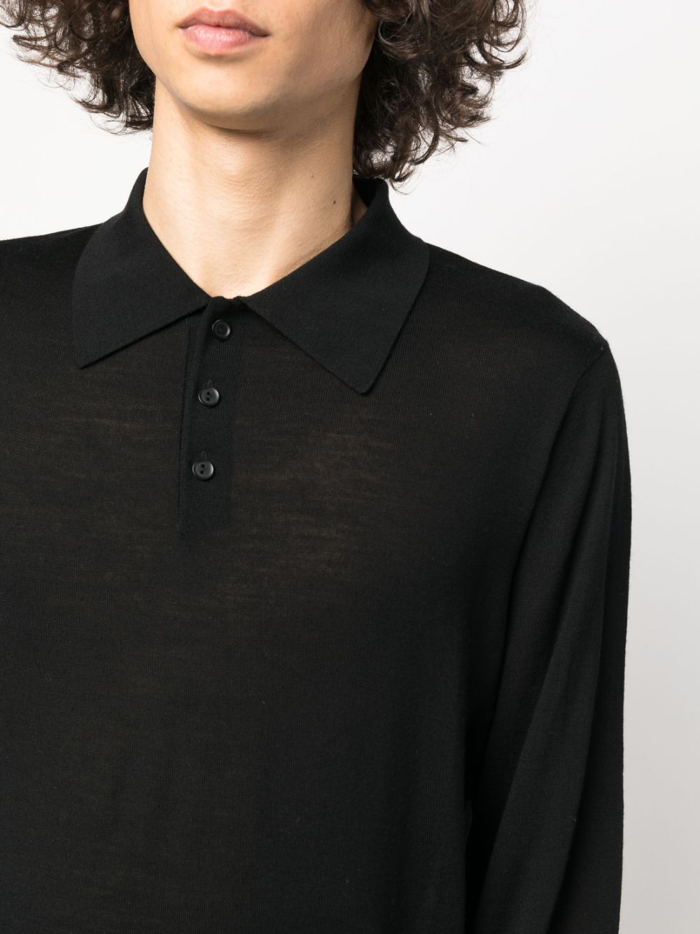 Shop Sandro Long-sleeved Polo Jumper In Black