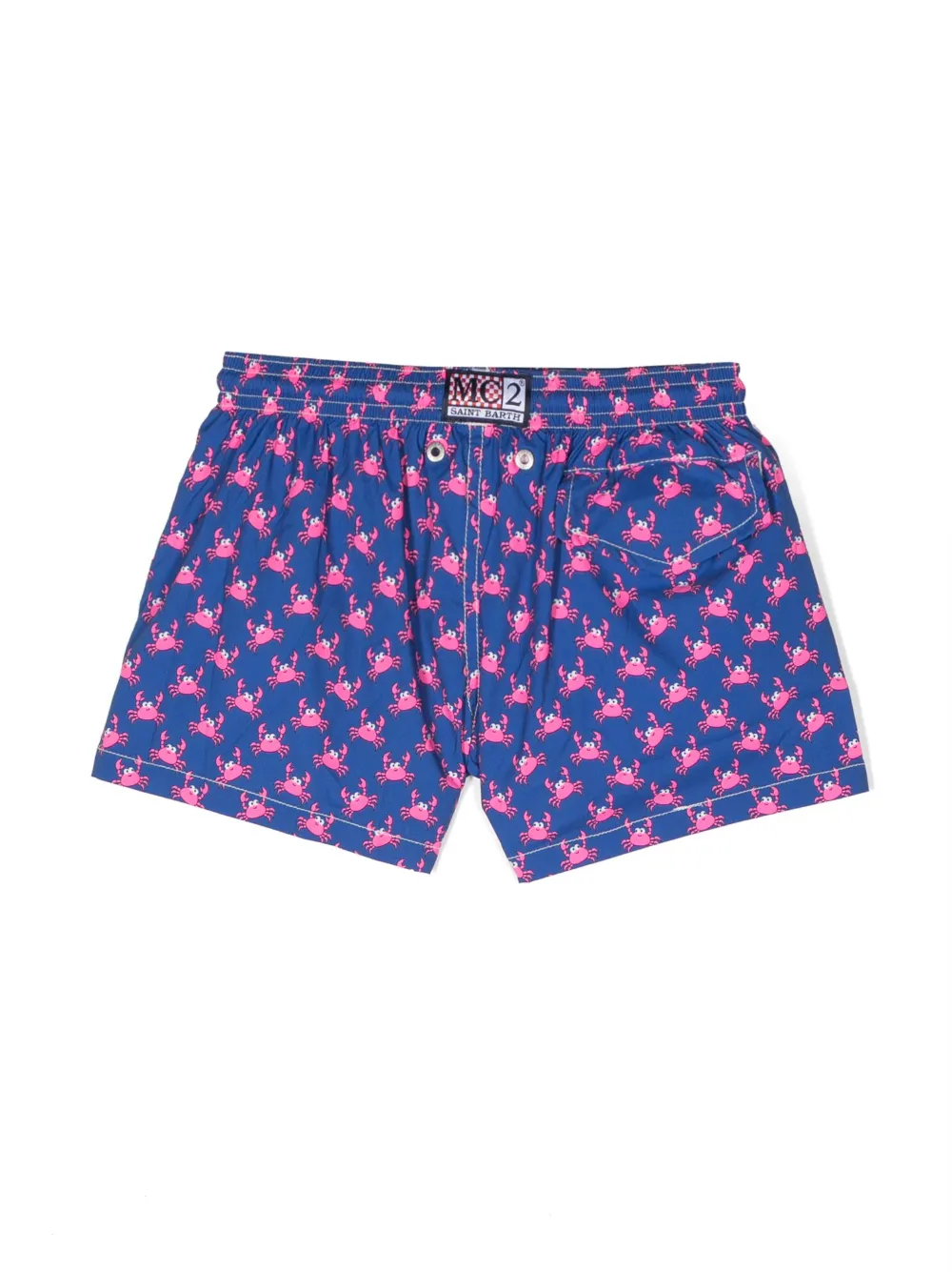 MC2 Saint Barth Kids logo-patch graphic-print swim shorts - Blauw
