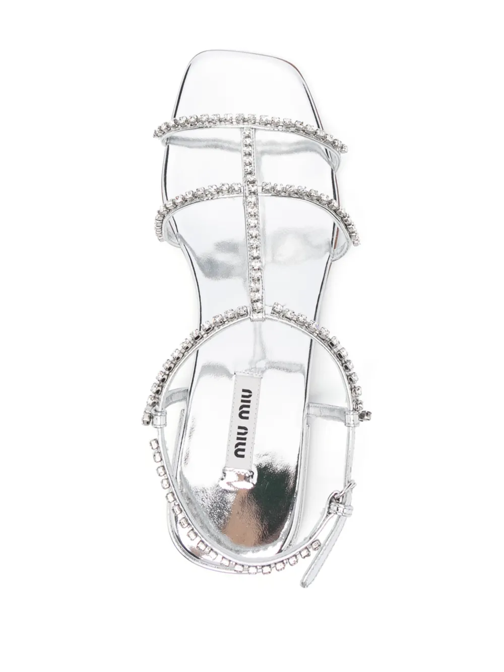 Miu crystal-embellished caged leather sandals Grey