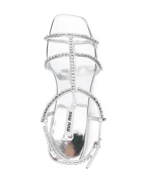 Miu Miu crystal-embellished caged leather sandals 5X918DF0103L1N - 3