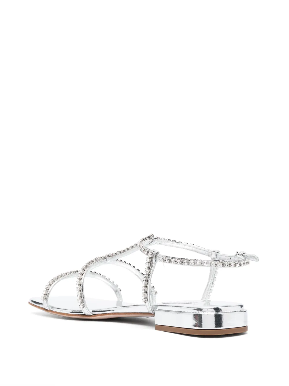 Miu crystal-embellished caged leather sandals Grey