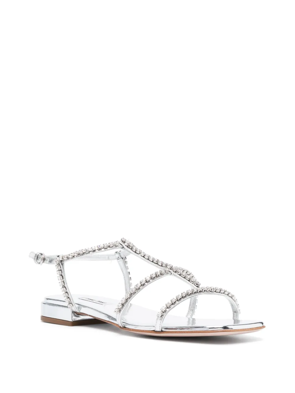 Miu crystal-embellished caged leather sandals Grey