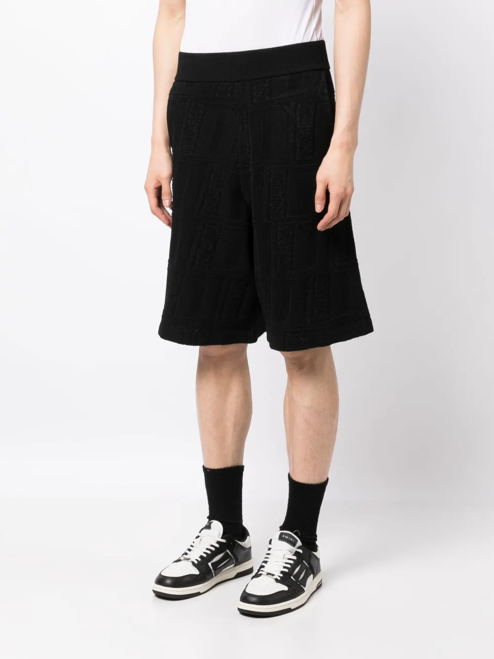 Dsquared2 Logo-print Waffle-knit Shorts In Black