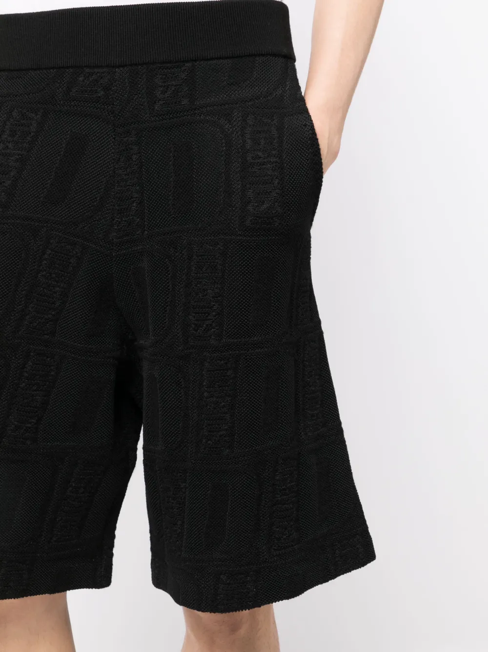 Dsquared2 Logo-print Waffle-knit Shorts In Black