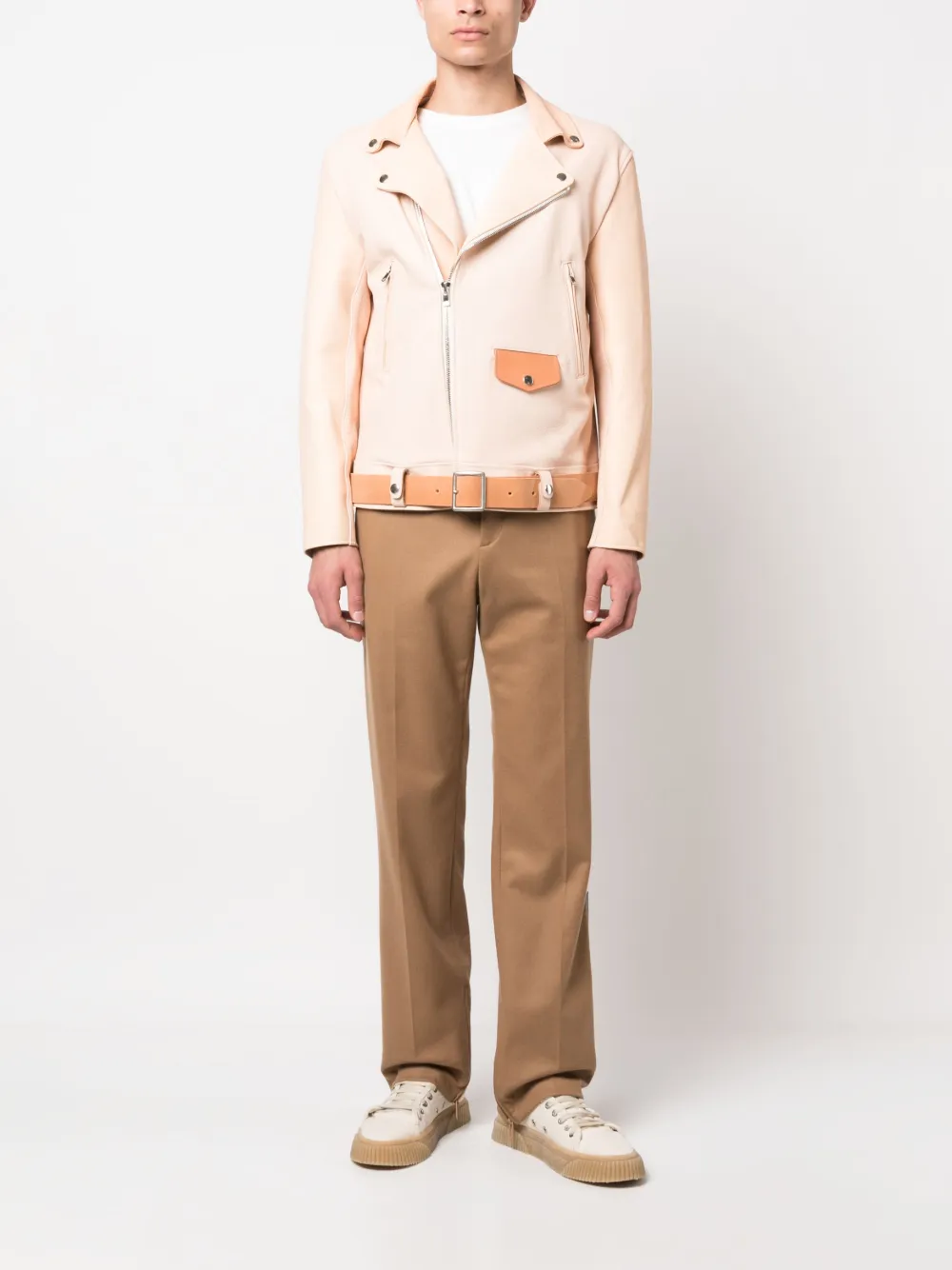 Hender Scheme belt-detail leather jacket - Beige