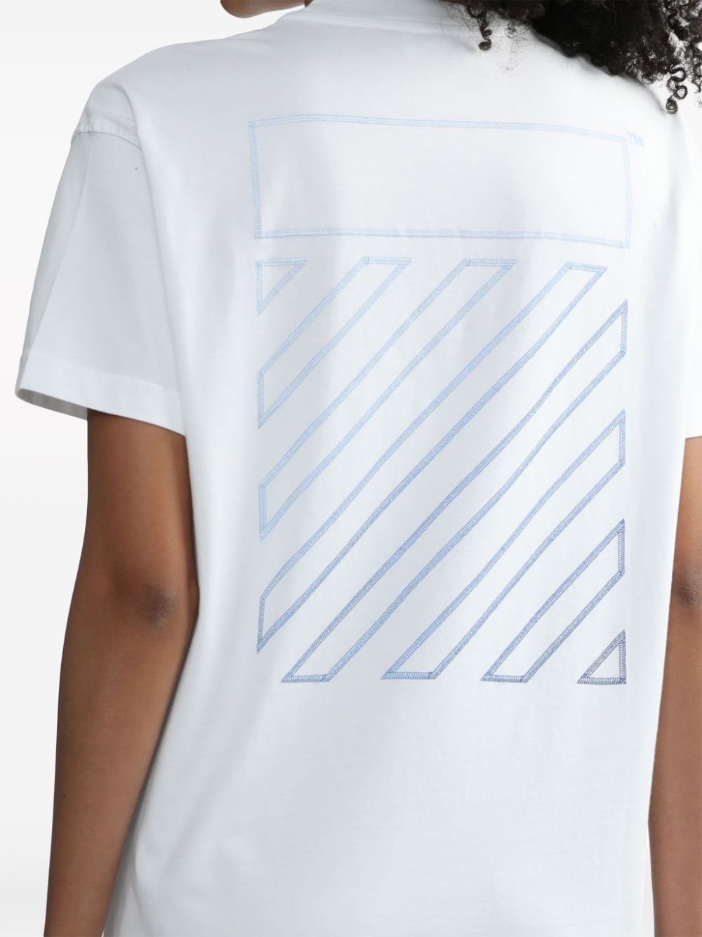Off-White T-shirt met diagonale streep Wit