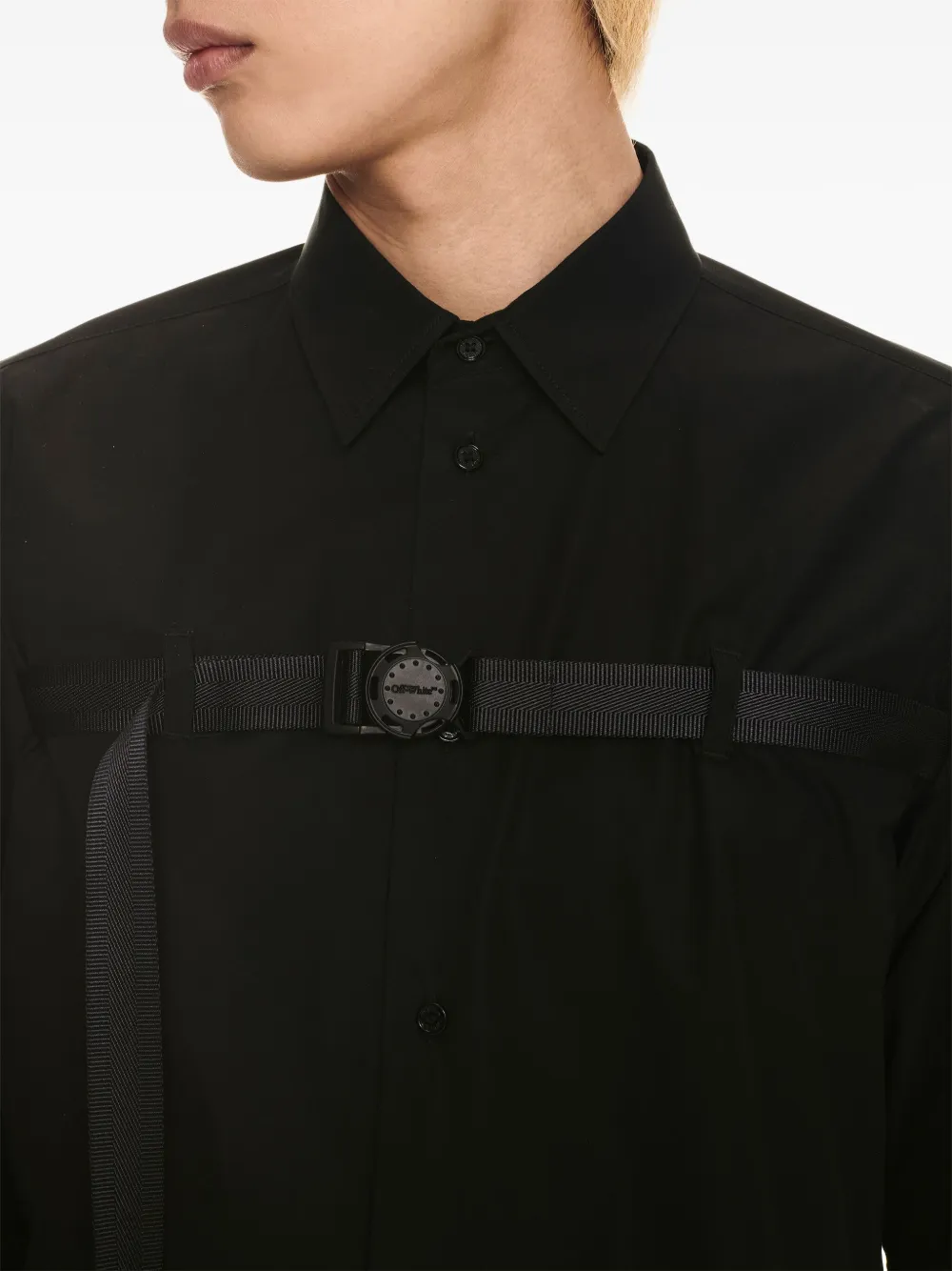 Shop Off-white Buckled Cotton Shirt In Black