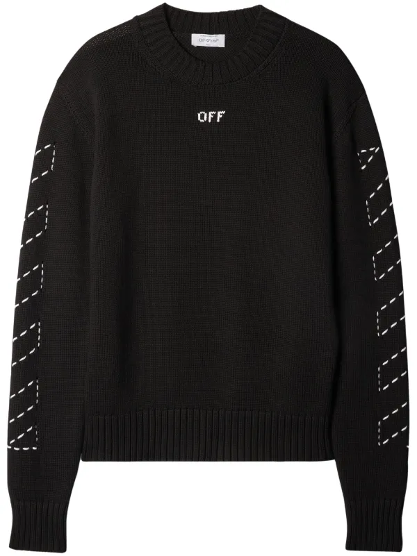 Off White sueter con bordado Arrows hombre Poliamida Algodon M Negro