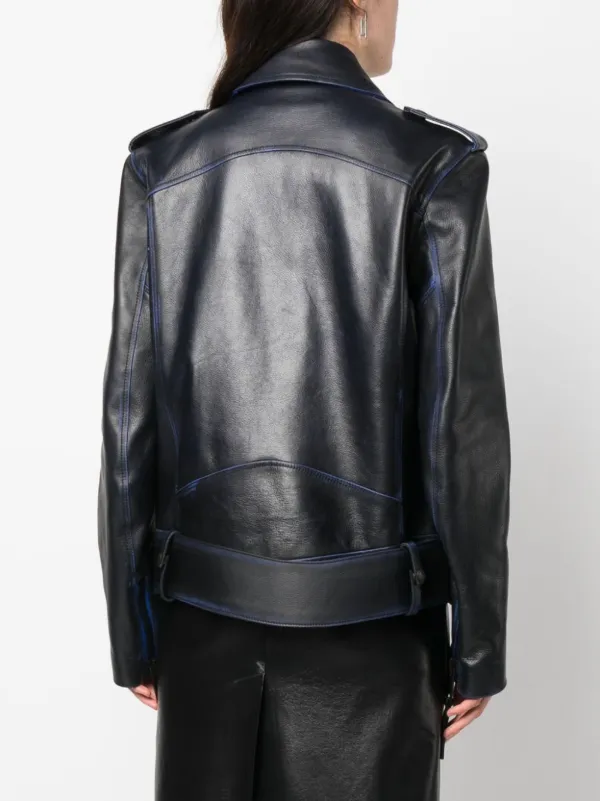 Off-White contrast-trim Leather Jacket Black FARFETCH IN