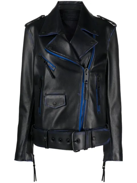 Off-White contrast-trim leather jacket