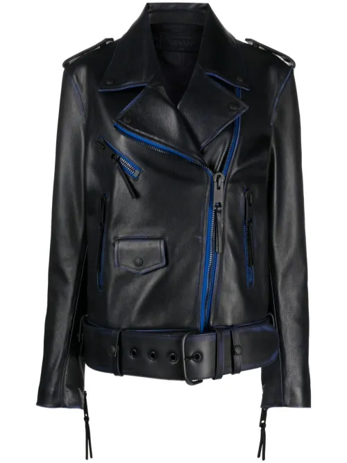 Veste en cuir à bords contrastants - Off-White - Modalova