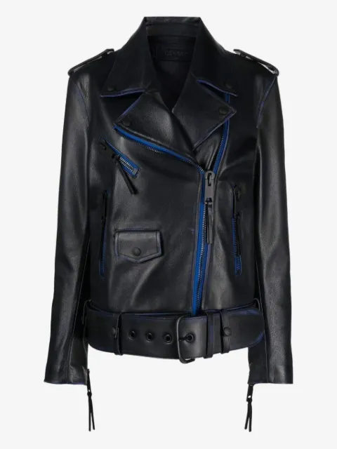 Off-White contrast-trim leather jacket