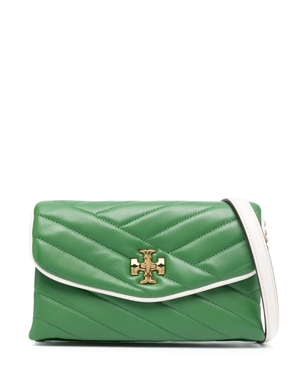 Tory Burch Kira Chevron Pop Edge Chain 皮质钱包 In Green