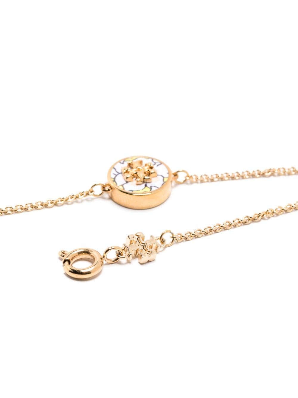 Shop Tory Burch Kira Enamel-detail Chain Bracelet In Gold