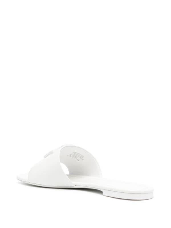 Tory Burch Eleanor Logo Plaque Slip-on Sandals in White