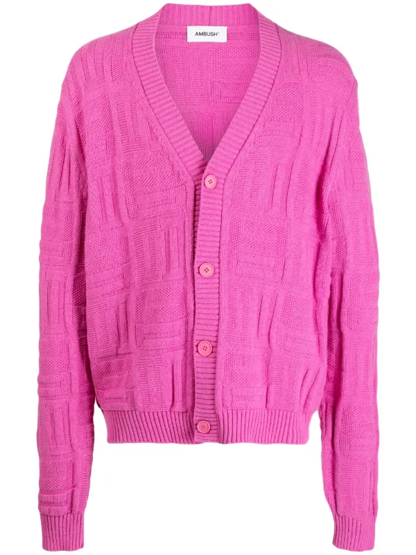 Ambush ニット　カーディガン AMBUSH monogram-pattern Knit Cardigan | Pink | FARFETCH GE