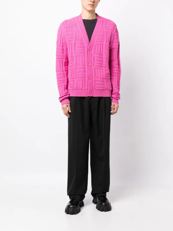 AMBUSH monogram-pattern Knit Cardigan | Pink | FARFETCH GE